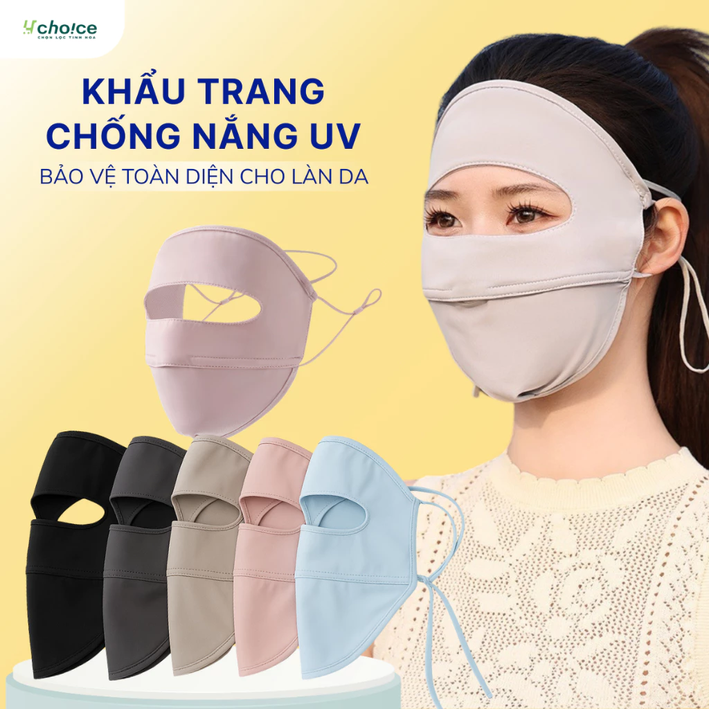 Khẩu trang chống nắng tia UV toàn mặt chất lụa băng mịn mát thoáng khí phù hợp cho cả nam và nữ.