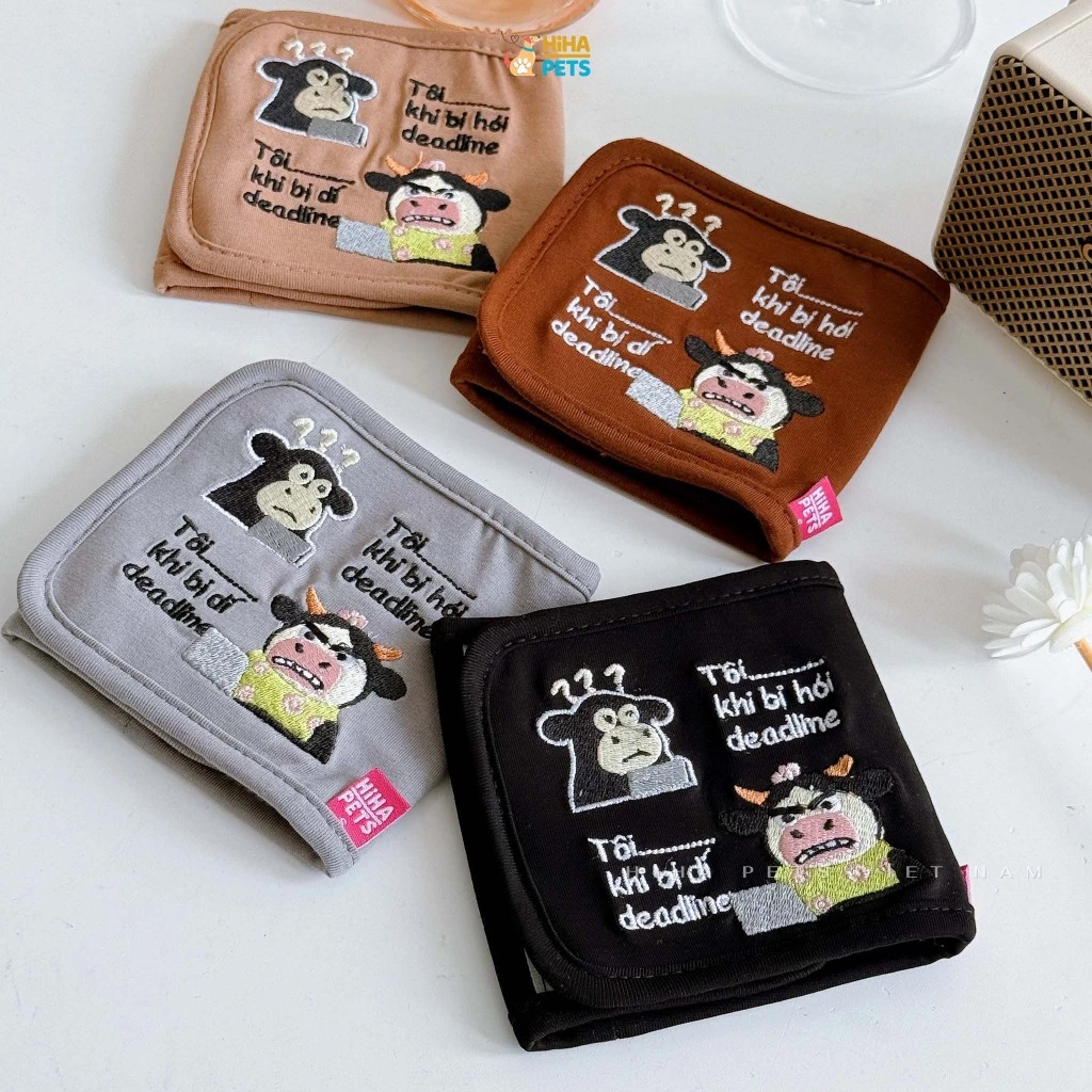Tã Vải Cho Chó Hình Thêu Quấn Bụng Dễ Thương Cho Cún Đực Tã Cho Chó Đực Tái Sử Dụng Hiha Pets TVCD01