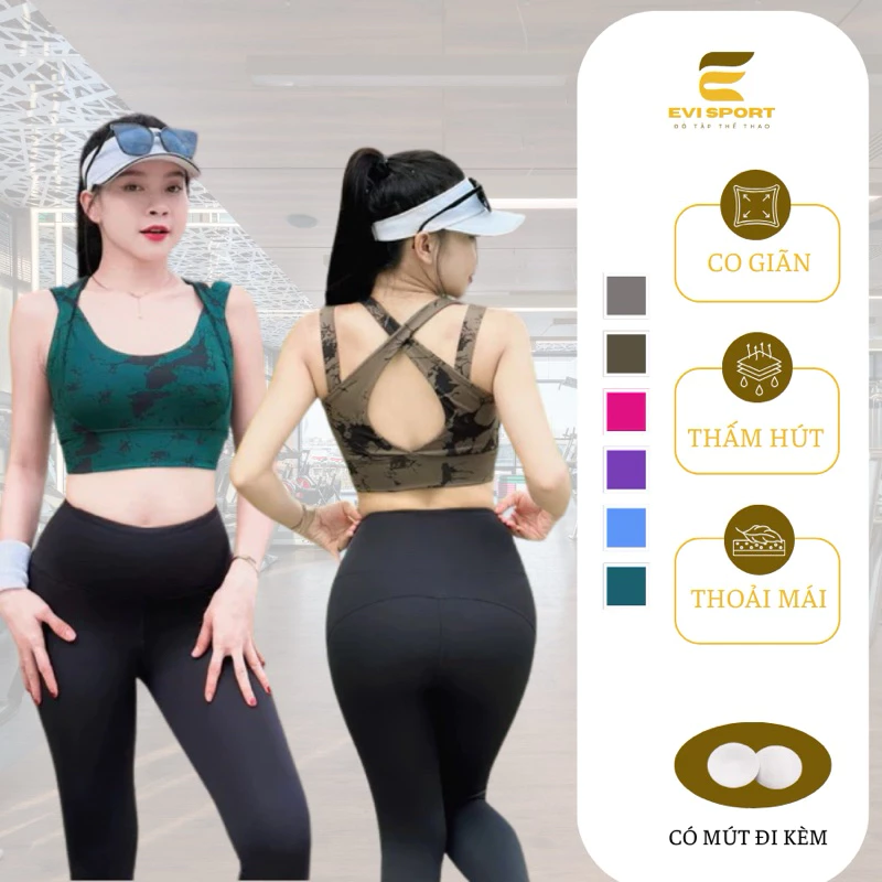 Áo bra loang tập Gym Yoga Aerobic kèm mút