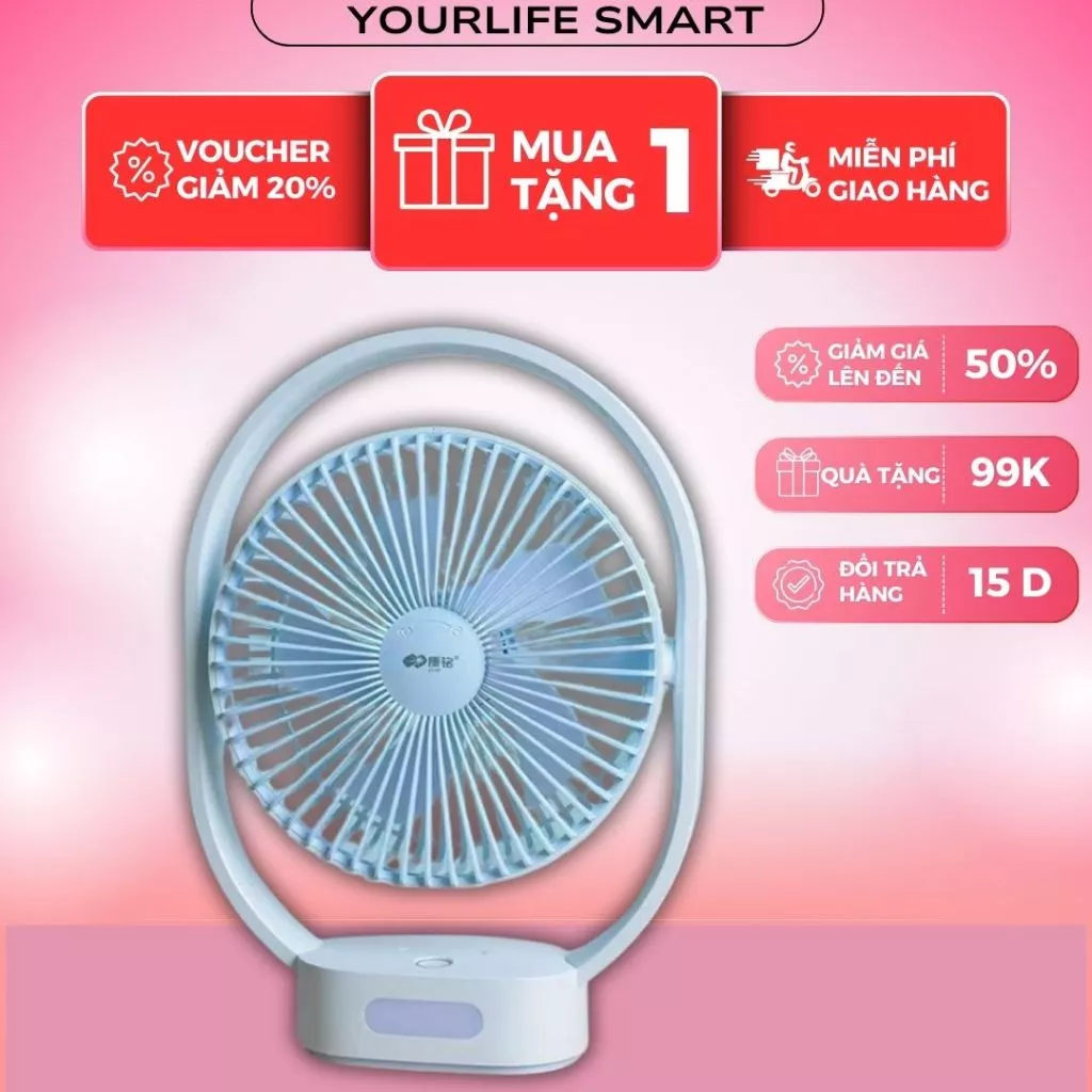 Quạt Tích Điện Mini KM-F0516, Quạt USB Cầm Tay Mini Chế Độ Gió Cao Có Pin Pạc 3600 Bền Bỉ Bảo Hành 6 Tháng