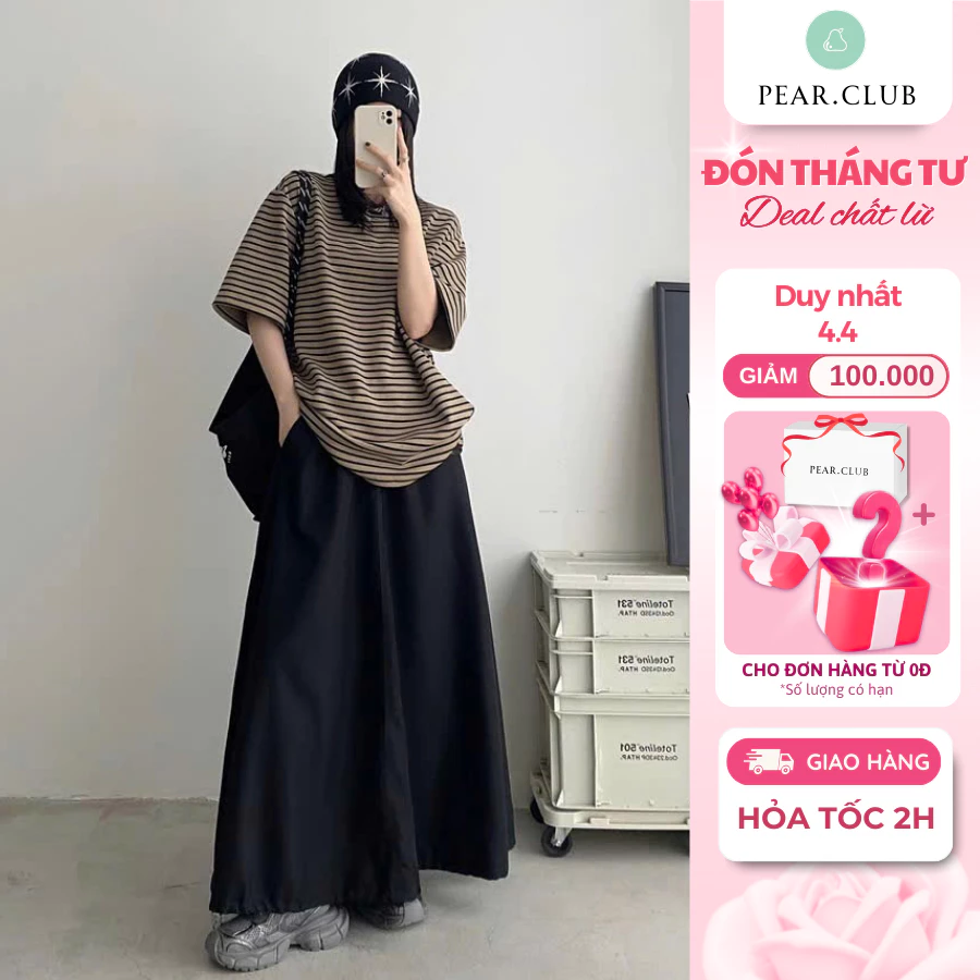 Chân váy chữ A PEARCLUB, chân váy nữ xếp ly xòe chất vải cao cấp màu trắng đen mặc đi làm đi chơi thu đông V18