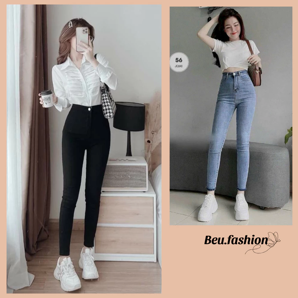 Quần skinny jean nữ dáng ôm MIAA lưng cao co giãn 4 chiều , quần bò jean bó sát skinny nữ siêu tôn dáng bigsize S-M-L-XL