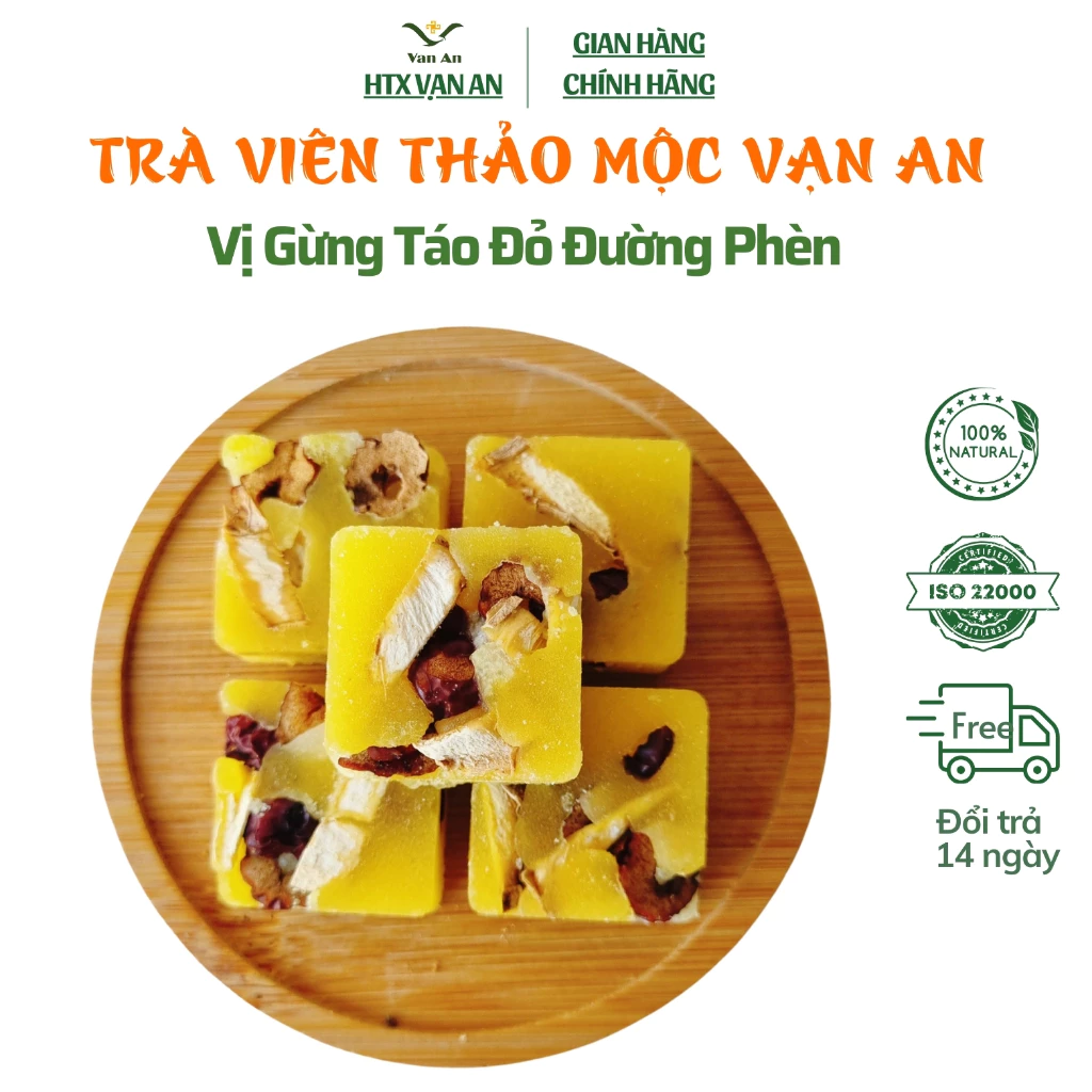 Trà Gừng Táo Đỏ Đường Phèn Mật Ong Thảo Mộc Vạn An Giúp Ngủ Ngon Hỗ Trợ Huyết Áp Thấp