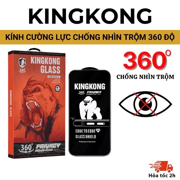 Kính cường lực chống nhìn trộm 360 độ KINGKONG K12, chịu lực tốt, chống xước hiệu quả 11 12 13 14 15 16 17 Pro Plus PRM
