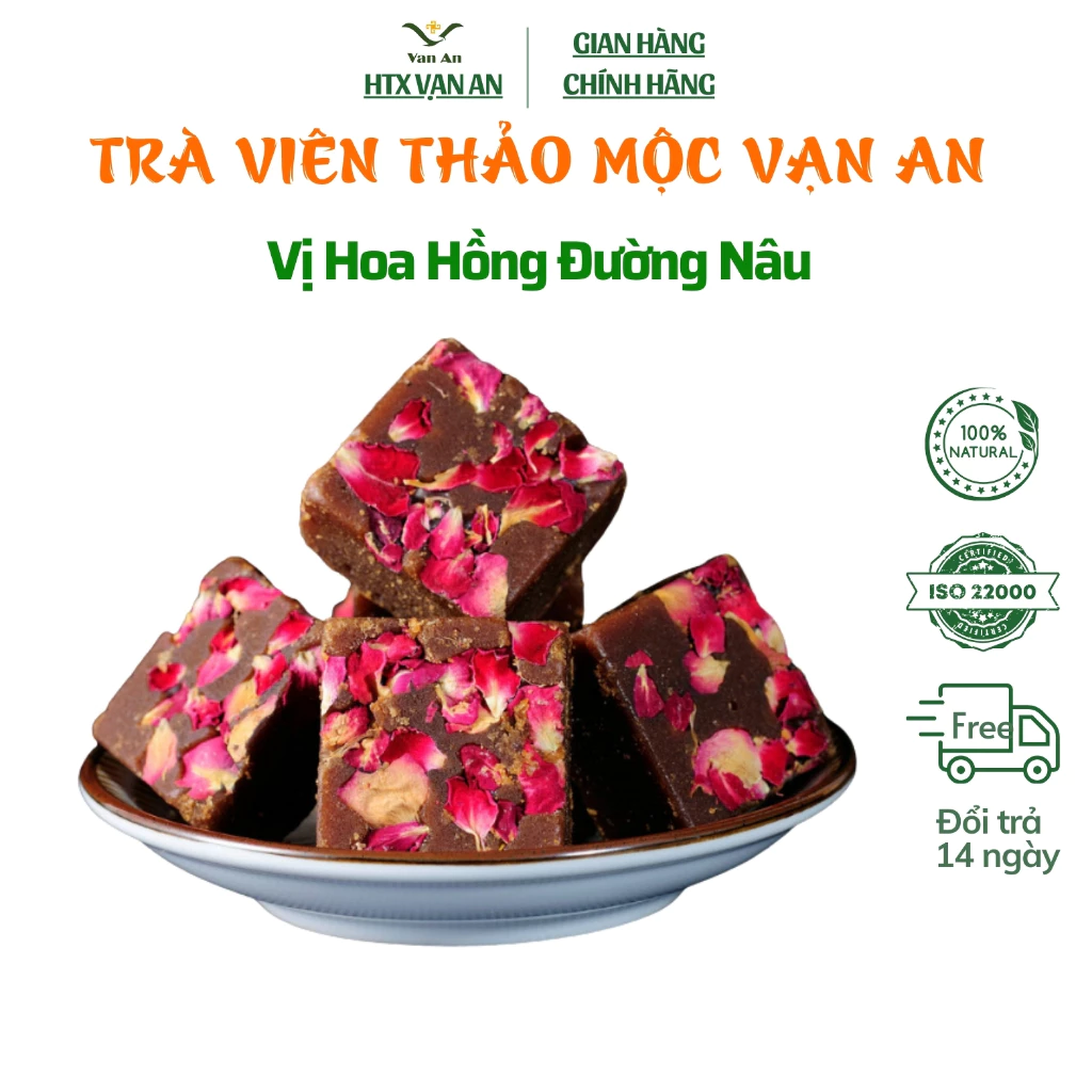 Trà Hoa Hồng Đường Nâu Thảo Mộc HTX Vạn An Giúp Làm Đẹp Lưu Thông Máu