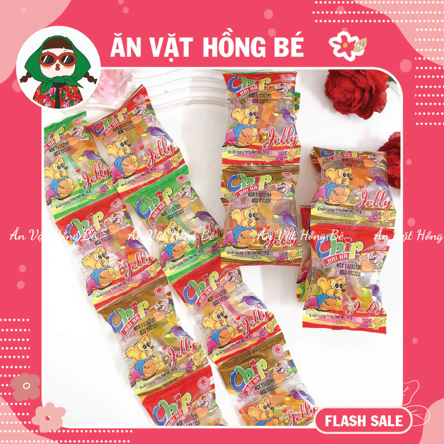 [Dây 10 Gói] Kẹo ChipChip Jelly Hải Hà trái cây hỗn hợp (Gói 16g), đồ ăn vặt tuổi thơ