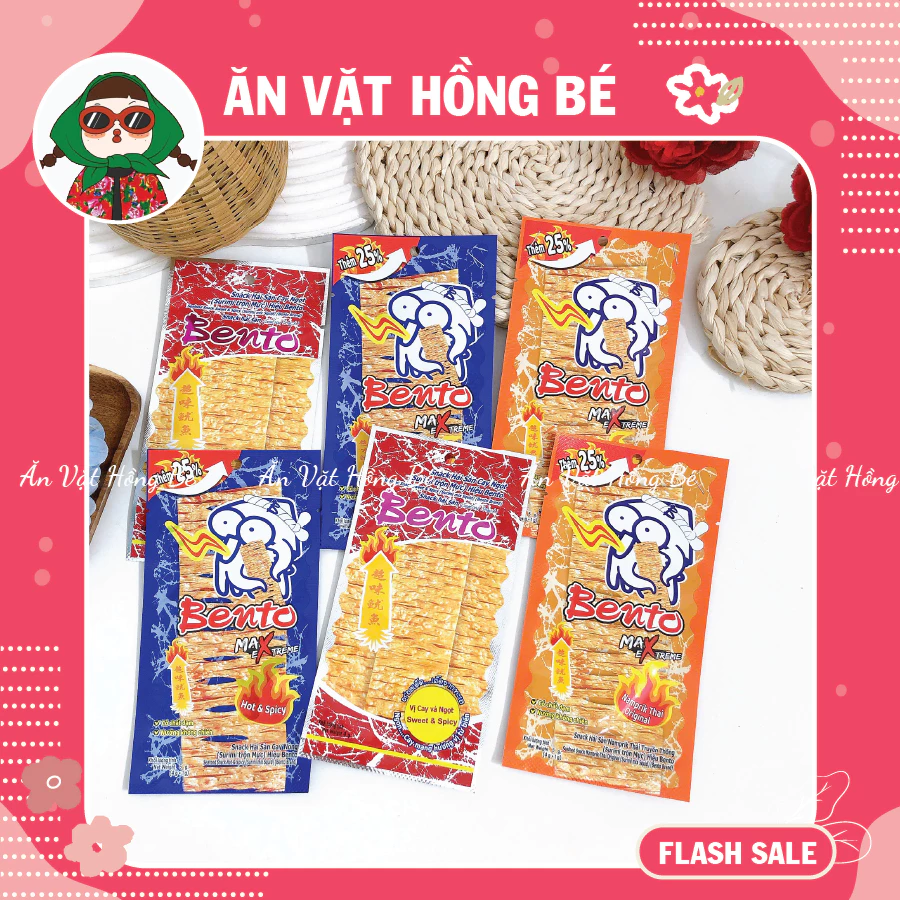 [5 GÓI] Mực Bento Gói 4g Snack Mực Bento Thái Lan Đủ 3 Vị Mực Bento Siêu Cay, Đồ ăn Vặt