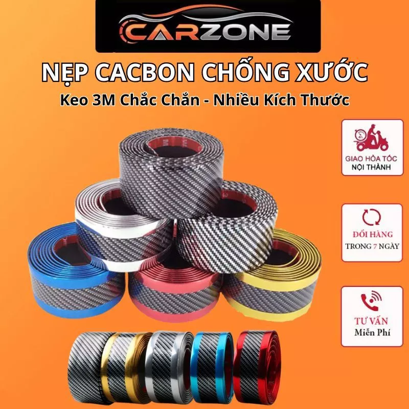 Nẹp Carbon Chống Trầy Ô Tô – Dán Bậc Cửa, Viền Cốp, Góc Cửa Xe, Đa Dạng Kích Cỡ