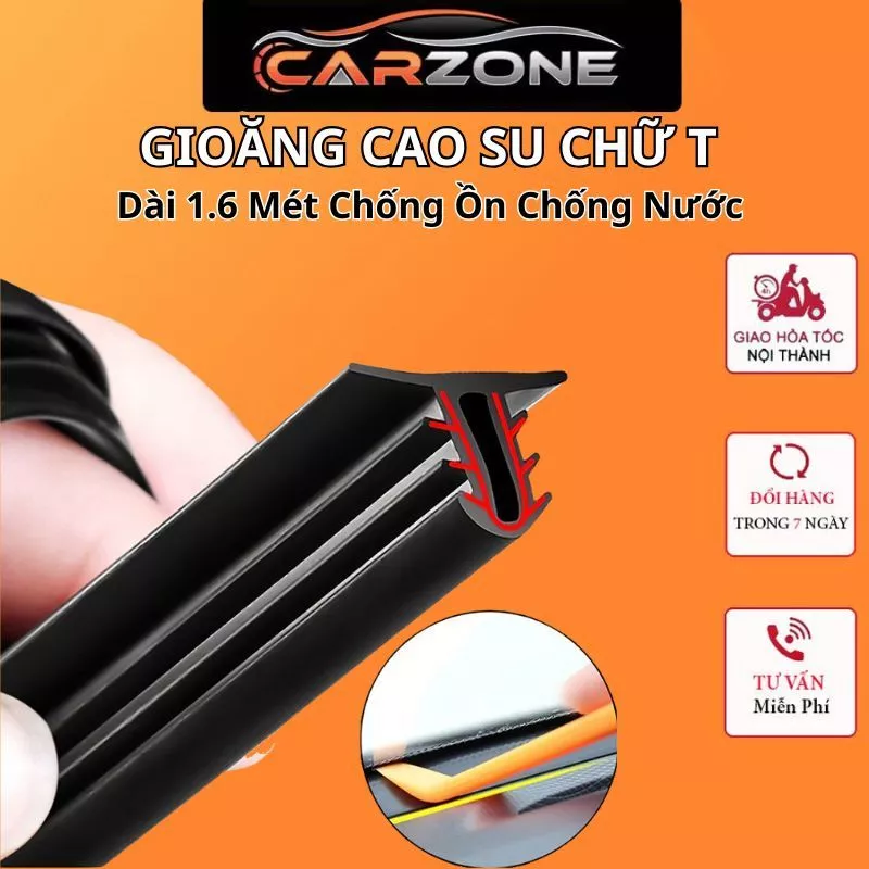 Gioăng Cao Su Ô Tô Chữ T Dài 1.6m – Gắn Taplo, Kính Chắn Gió, Chống Ồn Hiệu Quả