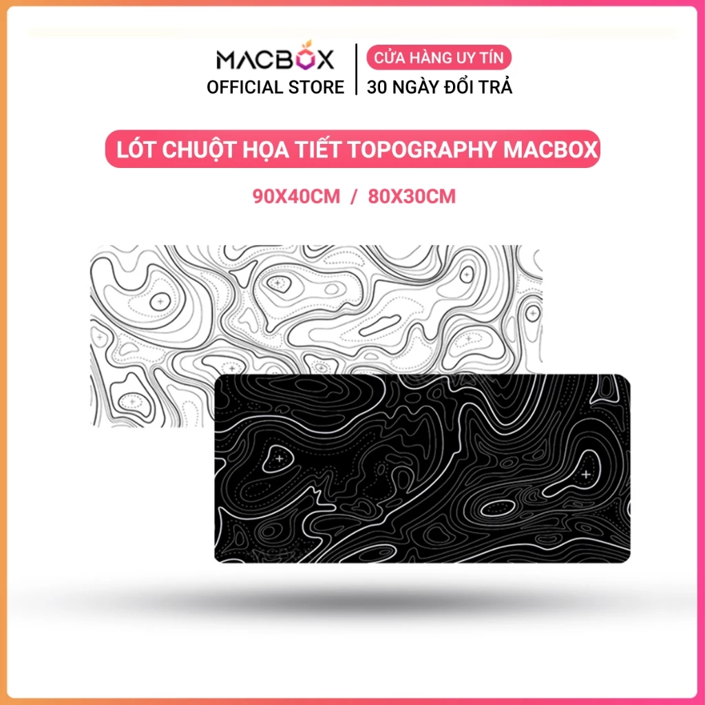 Miếng lót chuột họa tiết Topography tối giản, pad chuột chơi game cỡ lớn chống trượt siêu bền Padnl-01 Macbox