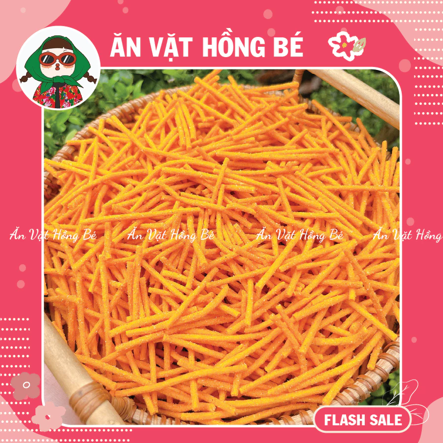 500G Snack Tăm que cay phô mai giòn tan, bim bim que cay tuổi thơ, đồ ăn vặt - Ăn Vặt Hồng Bé