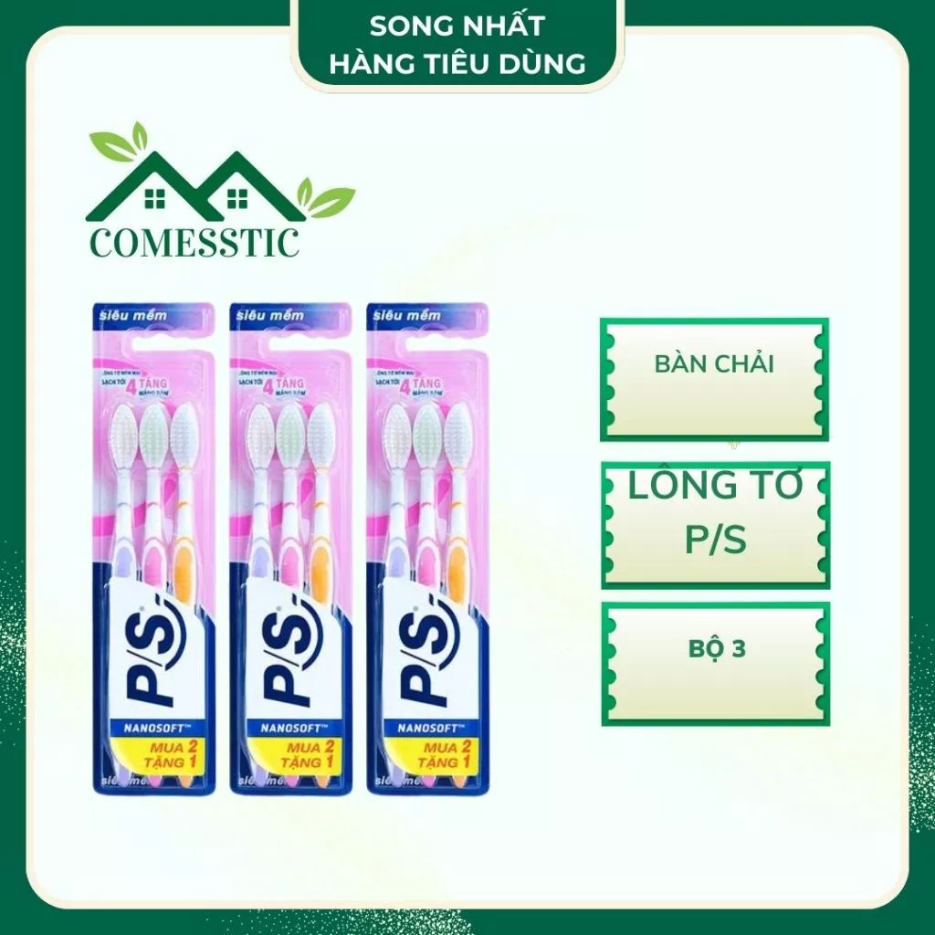 Bộ 3 Bàn Chải Đánh Răng P/S Lông Tơ  Siêu Mềm Mại (Mới)