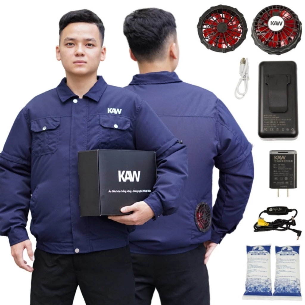 Áo điều hòa giải nhiệt cơ thể, 2 quạt Pin 35.000mah hoạt động 12 tiếng giải nhiệt cơ thể hiệu quả