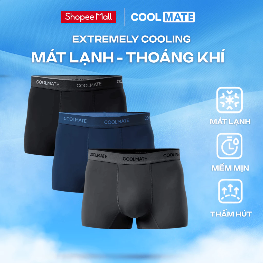 Combo 3 Quần Lót Nam Trunk Ice Cooling II mát lạnh thoáng mát, thấm hút, co giãn tốt Coolmate