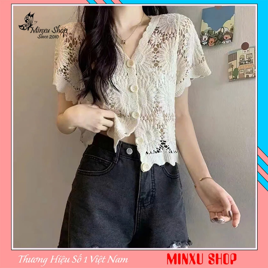 Áo Ren Lưới Đi Biển, Đi Chơi Họa Tiết Hoa Cúc Hàng QC Đẹp Minxu Shop CK63