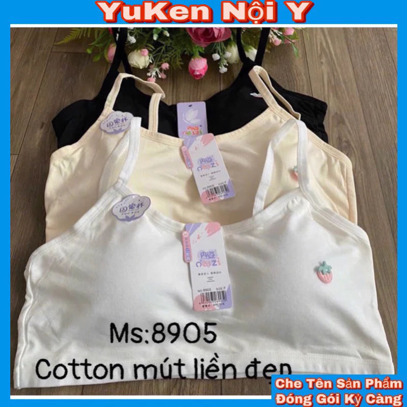 Mã 8905-Áo Lót Lá Trái Dâu Mút May Liền-Áo Ngực 3 Lỗ Dạng Chui Đầu Học Sinh-Đồ Lót Dành Cho Bé Gái