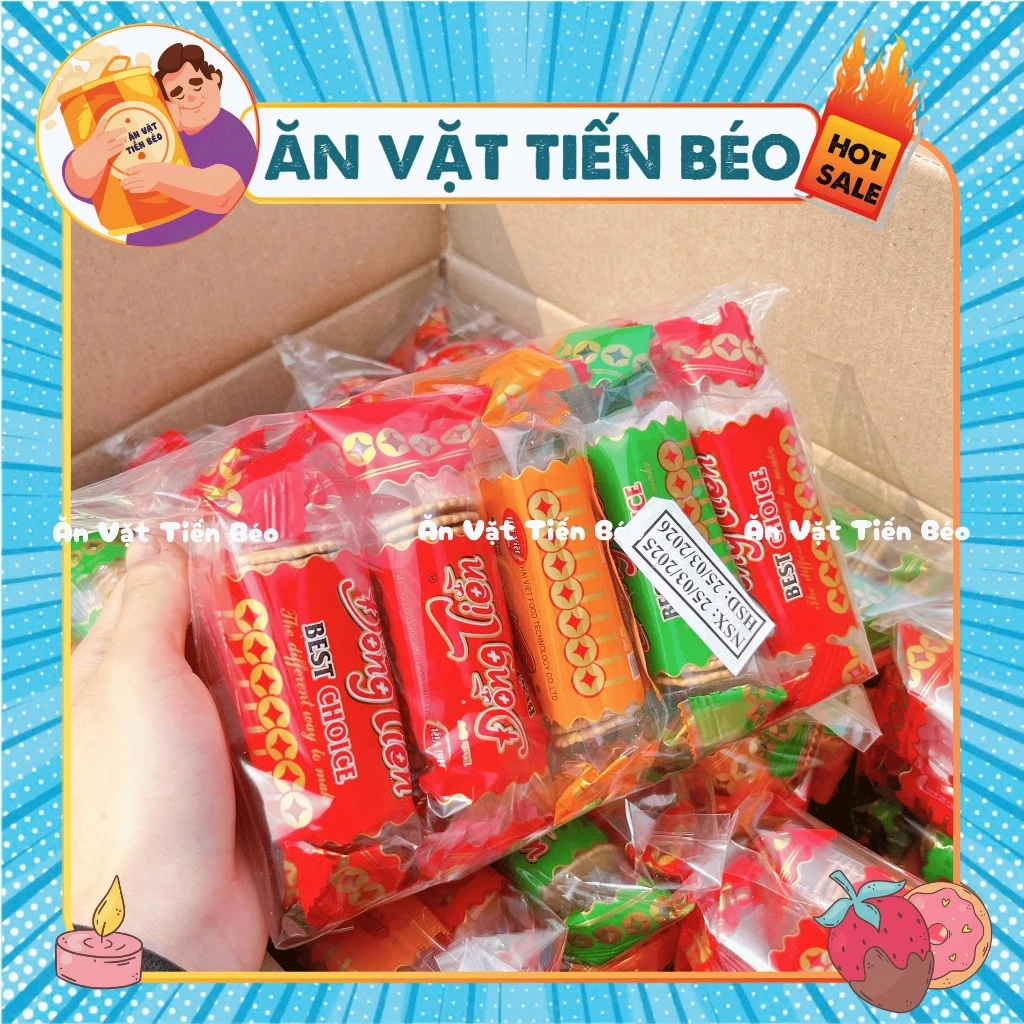 BỊCH 10 GÓI Bánh Quy Đồng Tiền Bơ Sữa Thơm Ngon, đồ ăn vặt cổng trường tuổi thơ