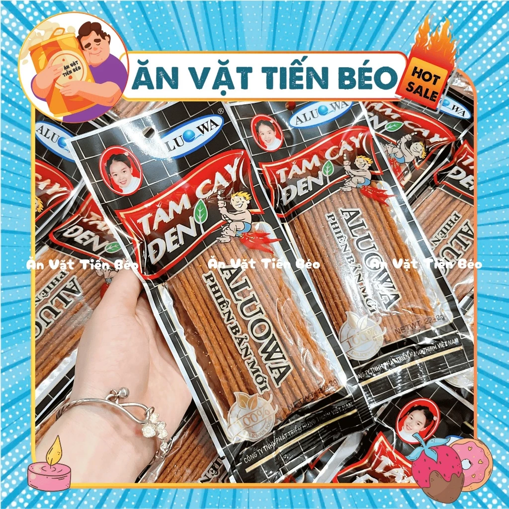 [10 GÓI] Tăm Cay Đen Cay Đặc Biệt, Snack Tăm Cay Đen ALUOWA, đồ ăn vặt cổng trường