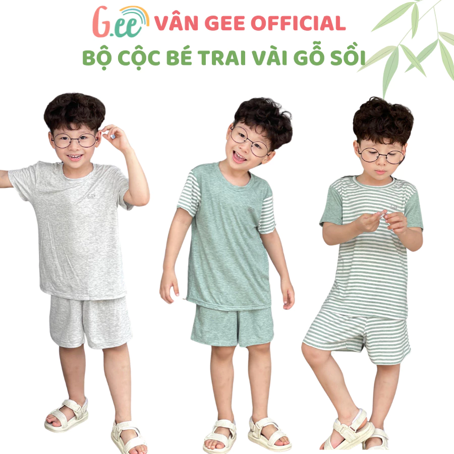 Bộ phông cộc tay bé trai vải gỗ sồi Gee chất liệu mềm mướt thoáng mát thấm hút mồ hôi cho bé 10-60Kg
