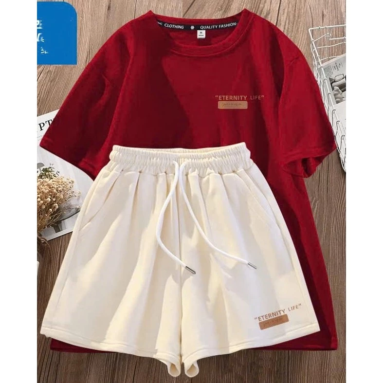 Bộ quần áo cộc tay đủ size - Bộ thun nữ, sét bộ cộc hè KUTE , vải mềm, mịn, mát, co giãn hình thể thao đơn giản Genz
