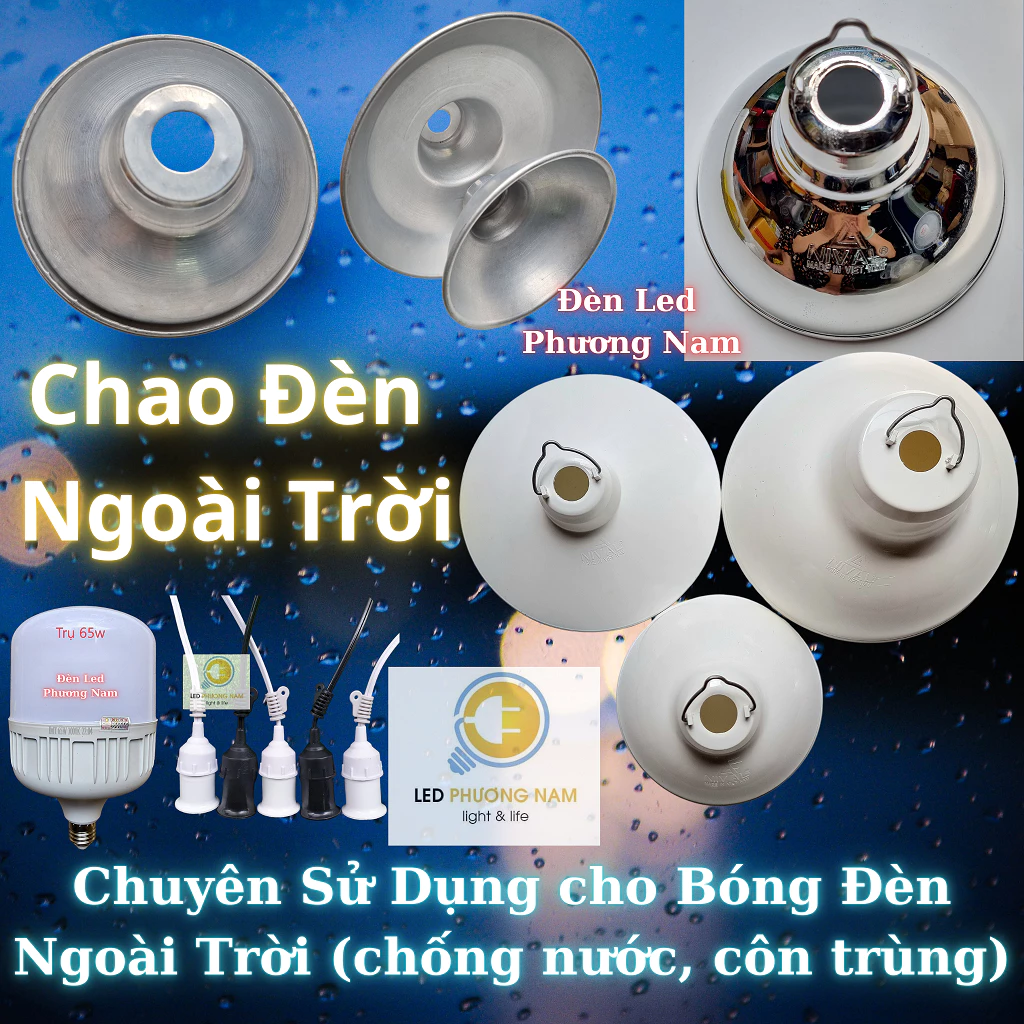 [ NIVAL ] Chao Đèn Ngoài Trời (nhựa/nhôm), Chóa Đèn, Tô Đèn kín nước, chống côn trùng, Ø20cm / Ø26cm / Ø30cm