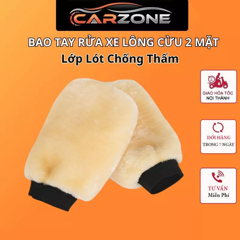 Bao Tay Rửa Xe Lông Cừu 2 Mặt – Mềm Mịn, Vệ Sinh Xe Hơi Xe Máy Tiện Lợi