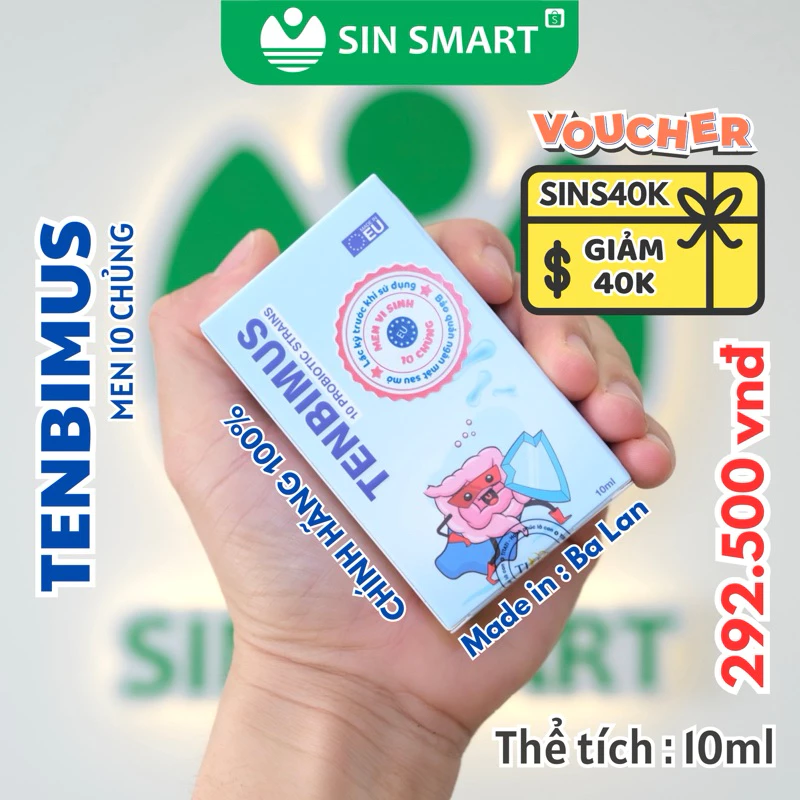 Men vi sinh 10 chủng Tenbimus giúp hỗ trợ tiêu hóa,biếng ăn,cải thiện hệ vi sinh đường ruột SinSmart
