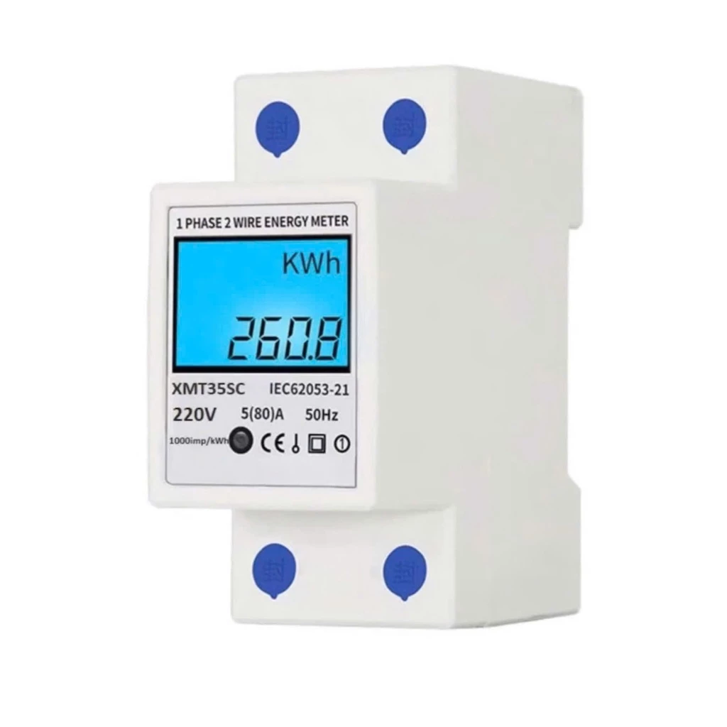 Công tơ điện tử 1 pha 80A , Đồng hồ đo điện có Nút RESET hiển thị 4 thông số siêu chính xác có sơ đồ hướng dẫn đấu nối