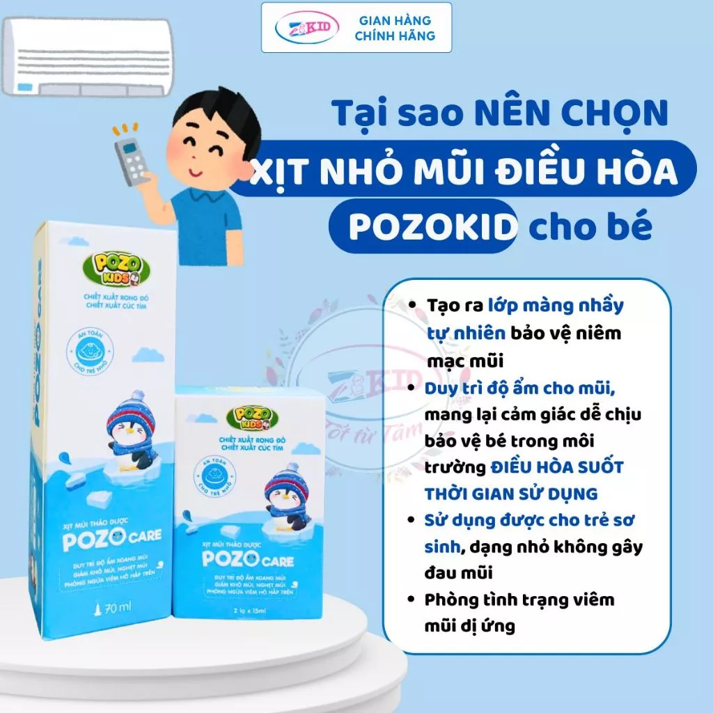 Xịt mũi cho bé, dự phòng viêm mũi, giảm khô mũi khi bé nằm điều hoà từ sơ sinh