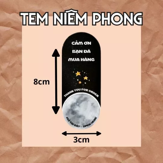 Bộ 30 tem - nhãn dán niêm phong thùng hàng, bao bì phong cách vũ trụ - Size 8x3 - Không thấm nước