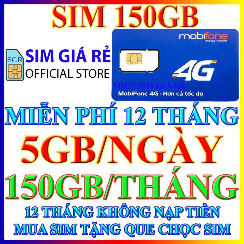 Sim 4G Mobifone MDT250A, 21G12, 12MAX90, 12FD50, 6MDT150, 12MDT150 trọn gói 1 năm không cần nạp tiền