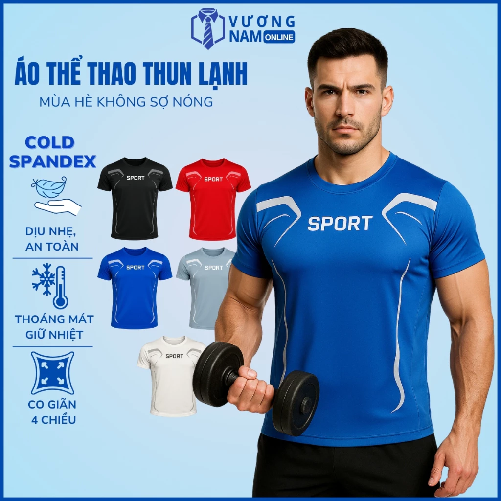 Áo thun nam thể thao SPORT ngắn tay cổ tròn đẹp vải thun lạnh cao cấp VNO96