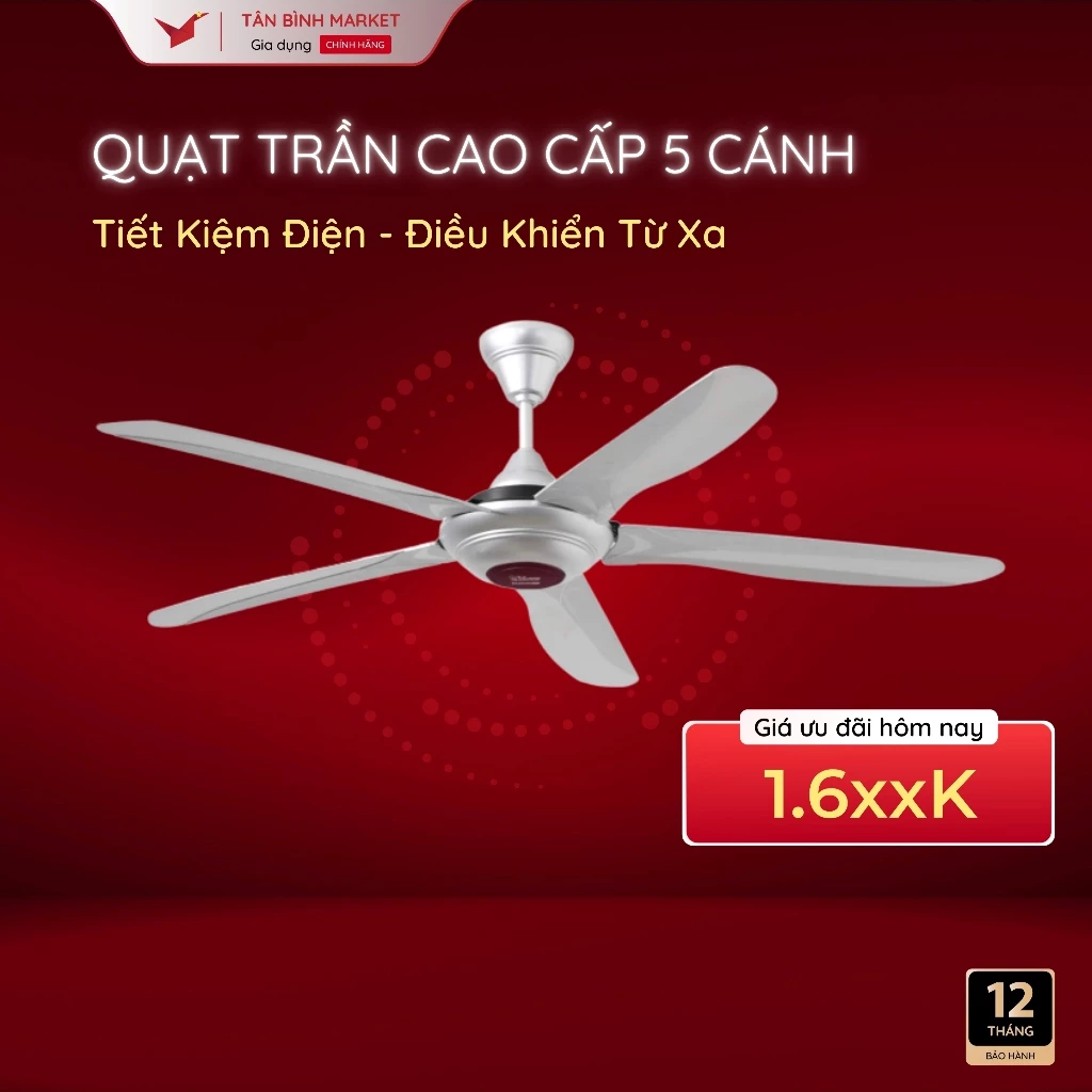 Quạt trần ECOFAN Ruby, ECOFAN Classic – 5 Cánh Chính Hãng TLC, Công Suất 100W, Bảo Hành 3 Năm