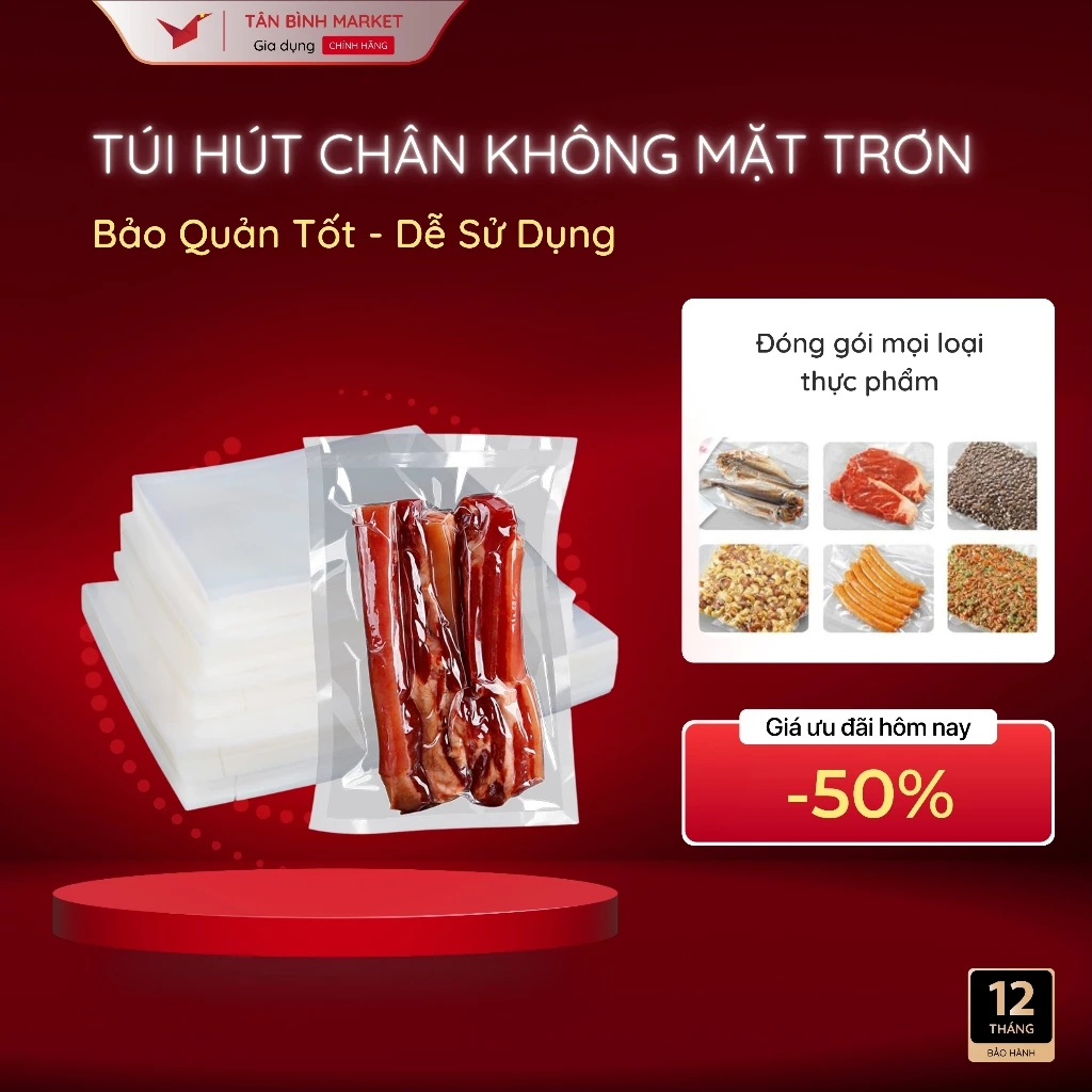 Túi hút chân không 2 mặt trơn Kaw, Nhựa Nguyên Sinh Không Tái Chế, Trong Suốt, An Toàn, Bền Bỉ