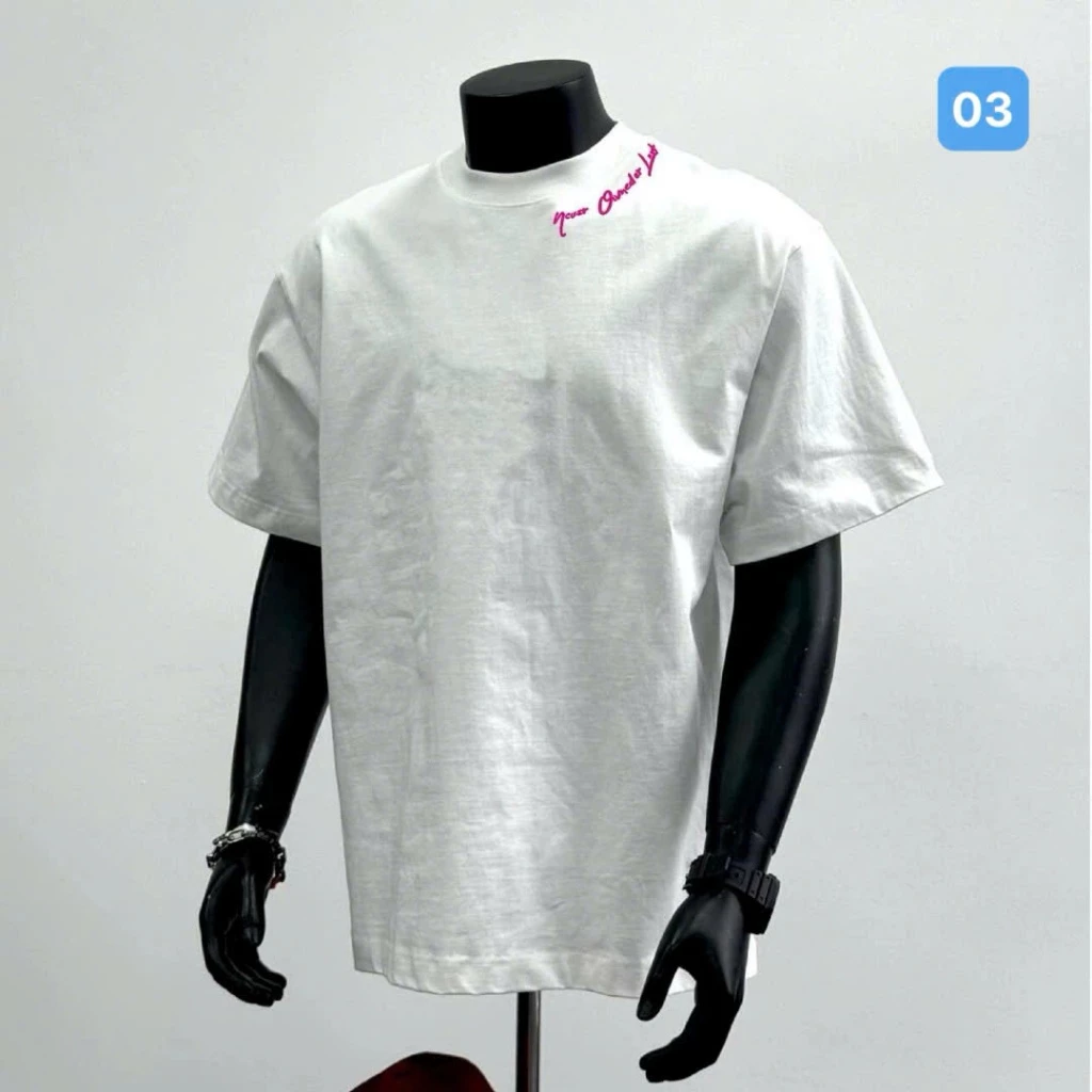 Áo thun nam LOCAL BRAND phong cách Unisex from rộng - ACT03 Cotton nam nữ màu trắng thêu chữ cỗ tròn Menswear