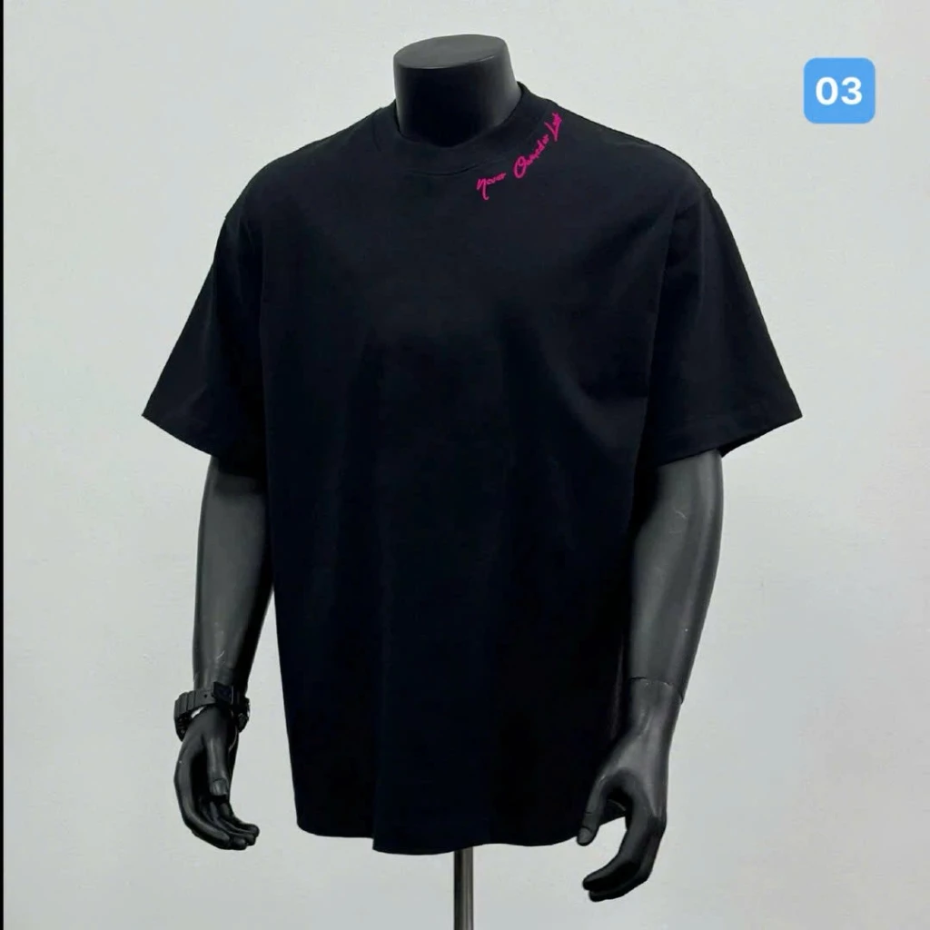 Áo thun nam LOCAL BRAND phong cách Unisex from rộng - ACT03 Cotton nam nữ màu đen thêu chữ cỗ tròn Menswear