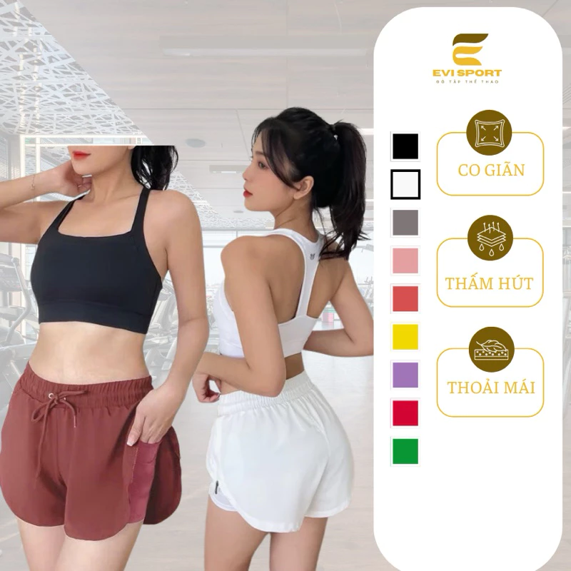 Quần short đùi tập gym yoga aerobic kéo khoá