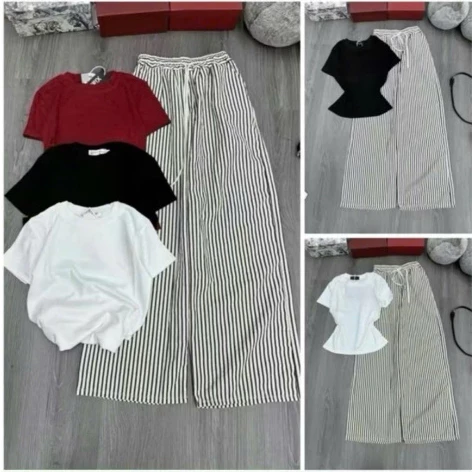 Sét bộ áo thun zip kèm quần chất kate siêu xinh phong cách Hàn Quốc M9999