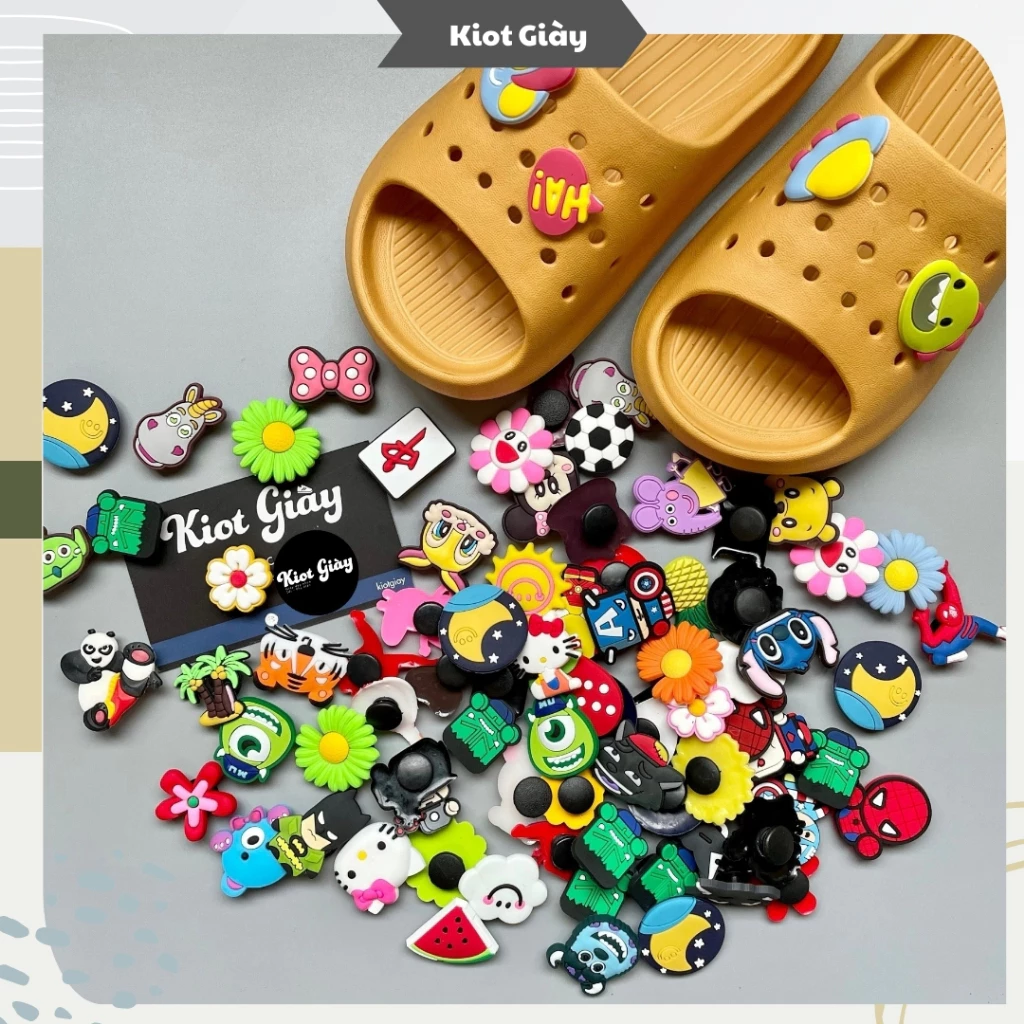 Nút cài trang trí giày dép nhựa - Jibbitz Charm Sticker gắn dép crocs, Native, Cross