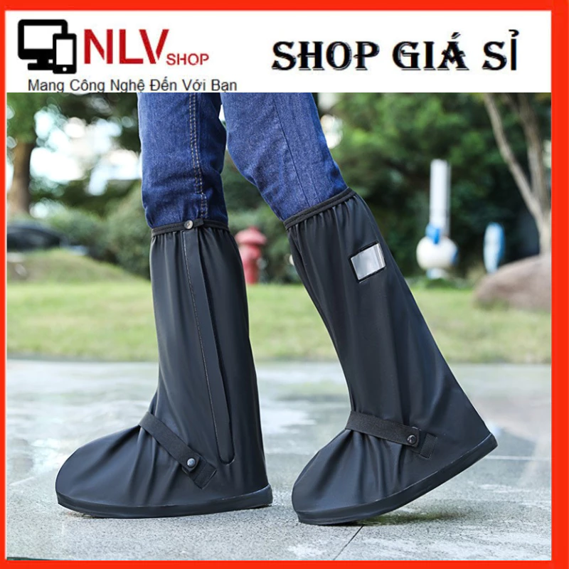 Bọc giày đi mưa,ủng đi mưa,ủng lội nước,nhựa PVC cổ cao,đế cao su,chống trơn trượt,khóa kéo 2 lớp#
