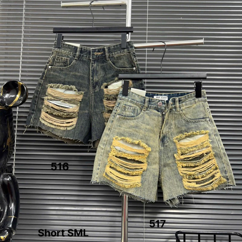(43cm)  Quần Sọt Jean Ngố Rách Bụi  QC (N05) Jean ko giãn .Đủ Size S/M/L Shop Nhí ( 7189 )