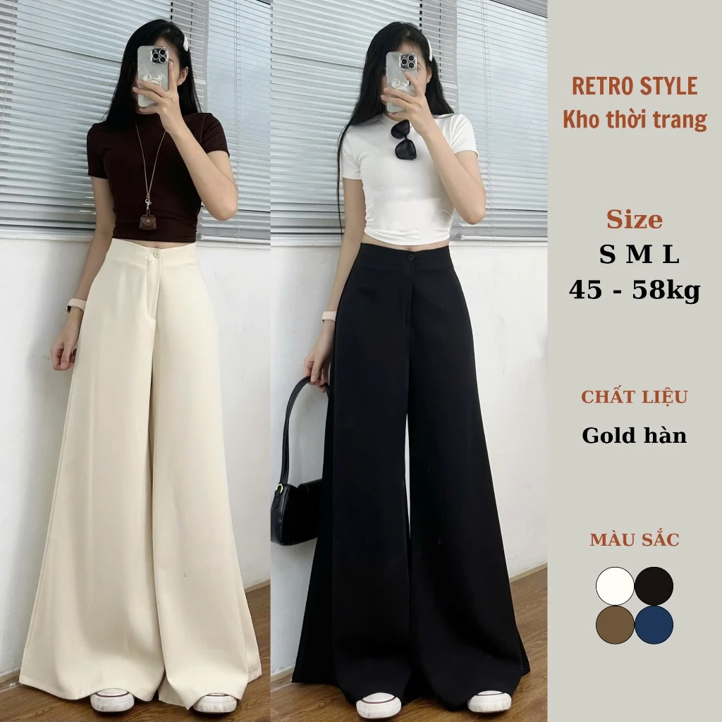 Quần Suông Gold Ống 42cm Retrostyle Hack Dáng Siêu Đỉnh, Form Chuẩn Sang Xịn