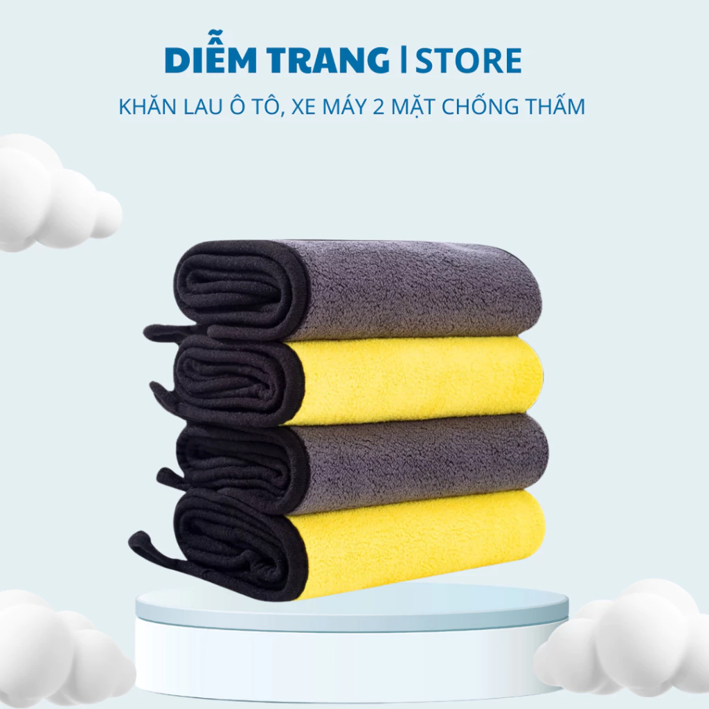 ( Combo 2 ) Khăn lau xe chuyên dụng ô tô lau bếp lau kính siêu thấm không bị sơ rối 2 lớp ( Hàng Đẹp )