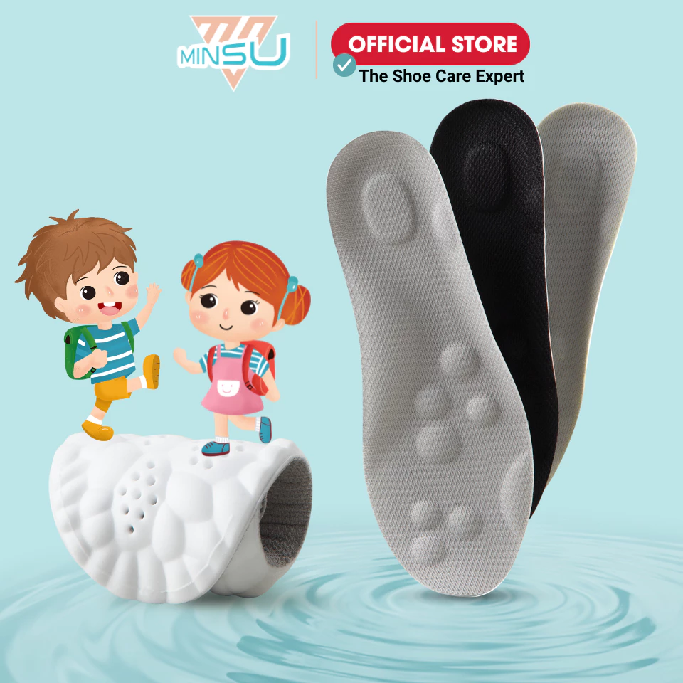 Miếng Lót Giày Trẻ Em 4D Bảo vệ Chân MINSU M2305 Đệm Êm Chân, Thấm Hút, Khử Mùi Giúp Trẻ Vận Động Thoải Mái Cả Ngày