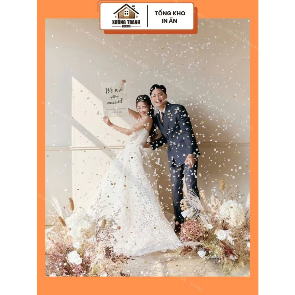 Bảng Save the date, we are getting married chất liệu canvas chụp ảnh cưới, chụp studio,....XƯỞNG TRANH DECOR