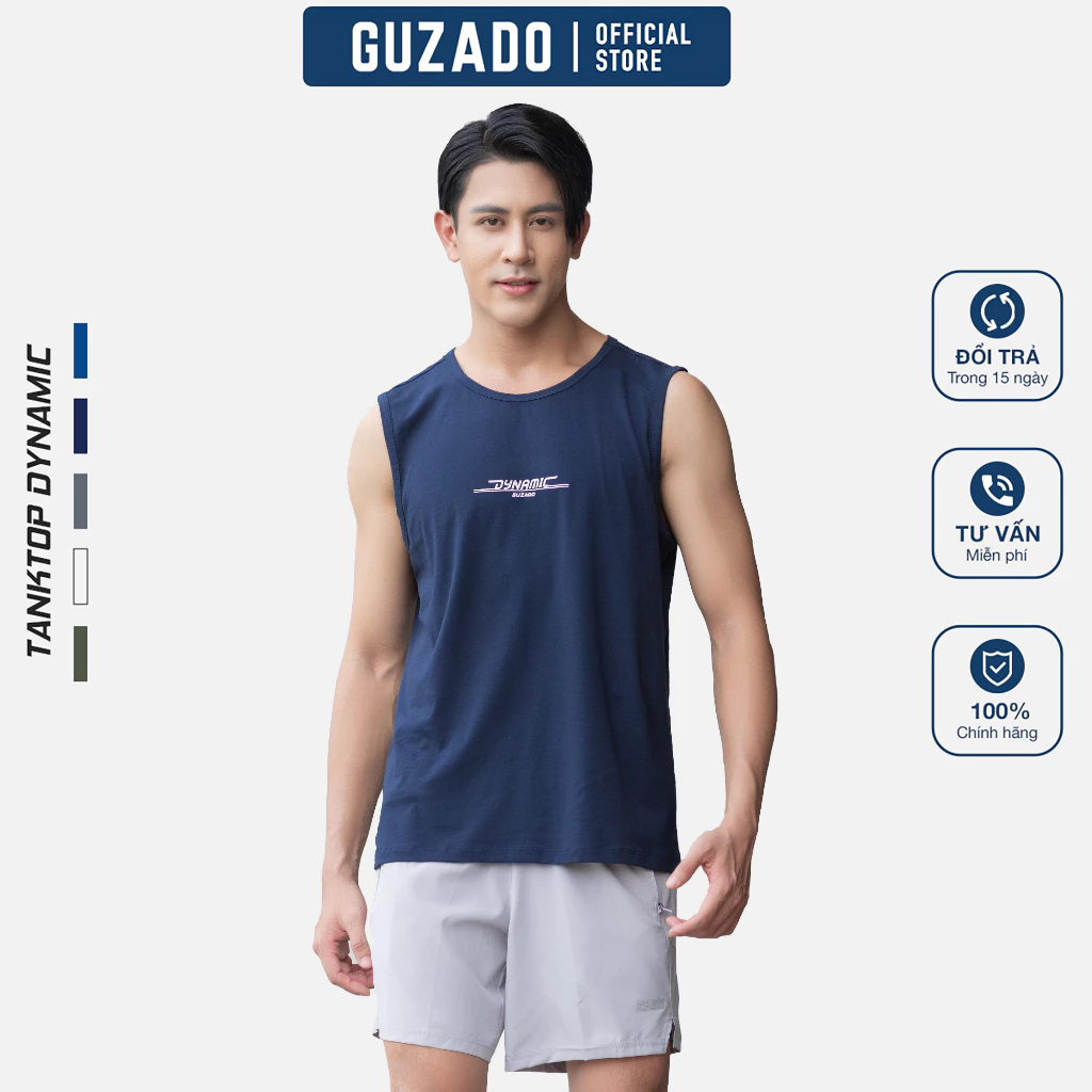 [HÀNG TẶNG]Áo Tanktop Nam GUZADO Ba Lỗ Trơn, Vải Cotton Cao cấp, Thể Thao, Mặc Nhà Thoải Mái GTT02-GATT25S002