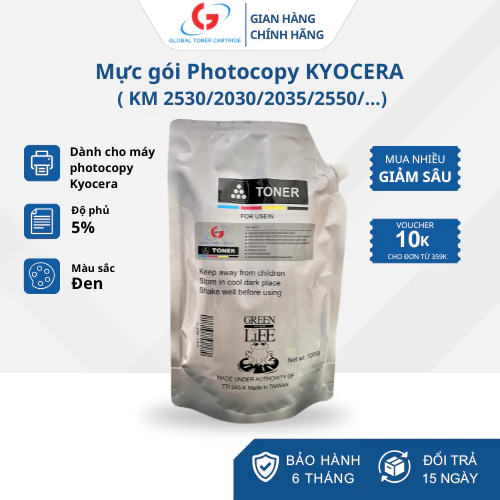 Mực gói Kyocera Taskalfa 1000G - Green Life l Mực đổ cho Taskalfa 2520i/2510/3510i/3010i/..l ĐỨC QUÝ