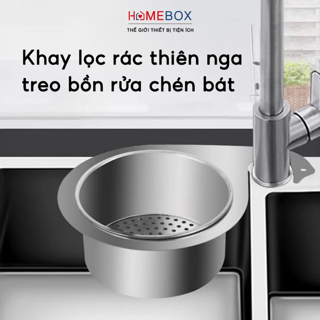 Khay Lọc Rác Thiên Nga Gắn Bồn Rửa Chén Bát Giỏ Lọc Rác Inox 304 Treo Bồn Rửa Chống Tắc Nghẽn