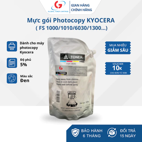Mực gói Kyocera FS 1000g - Green Life | Mực đổ cho FS-1020/1120/1320/1370/3920/4020
