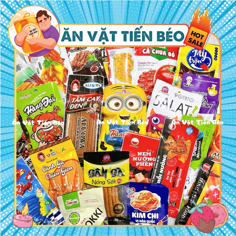 Combo đồ ăn vặt tổng hợp 20 gói snack siêu cay siêu giòn,đồ ăn vặt hot nhất cổng trường